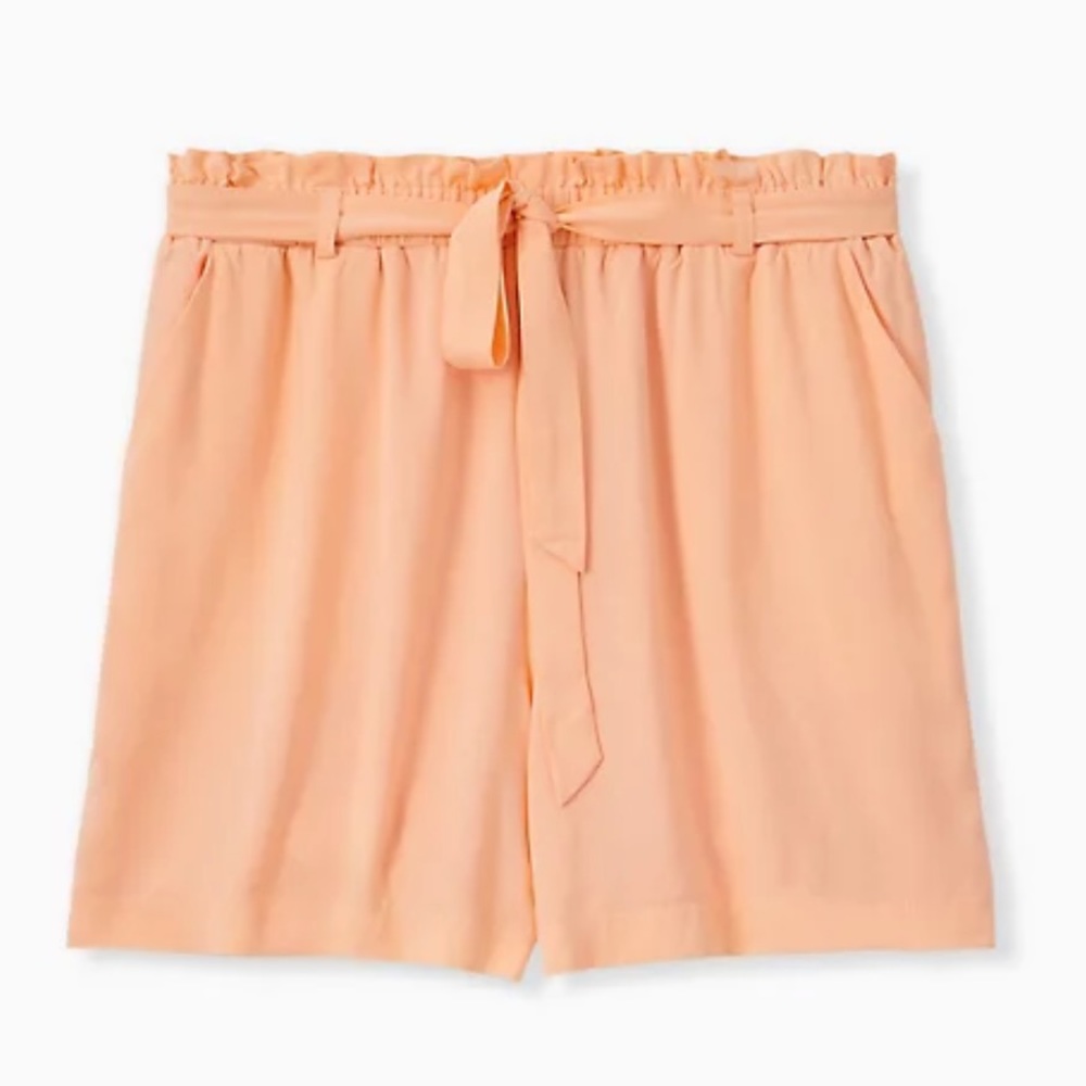 Torrid Peach Challis Paper Bag Tie Front Shorts